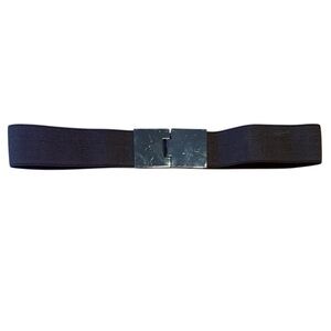 Vintage Blac 1.5”Wide Stretch Belt w/ Gunmetal Silver Buckle